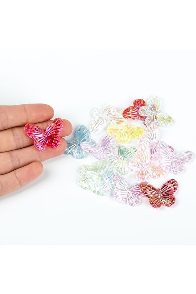 yfhobi 15 Adet - 22x30 mm, Karışık Renk Kelebek Boncuk, Kelebek Model Akrilik...