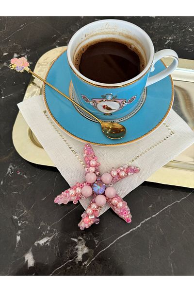Hatice sakallı design 1 منديل تقديم القهوة على شكل نجمة البحر