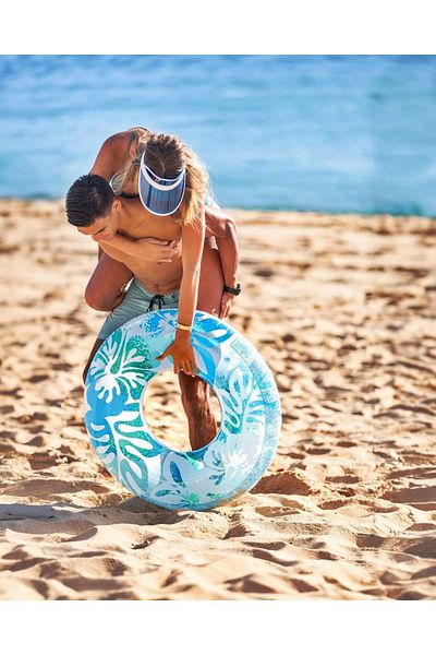 Intex 91 cm Wide Inflatable Bagel with Leaf and Flower Pattern