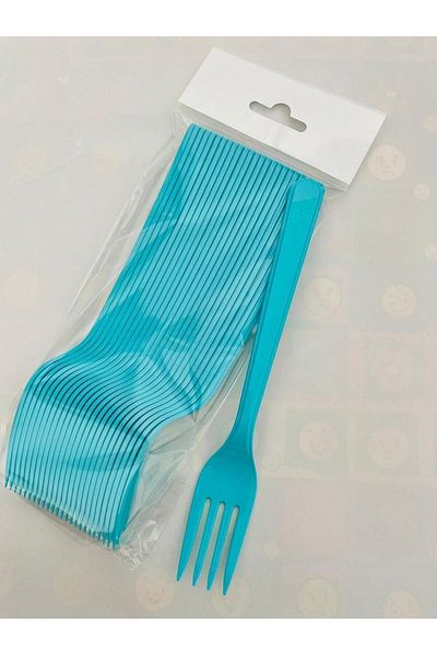 AKTEZ-EL Blue Luxury Plastic Fork 25 Pieces