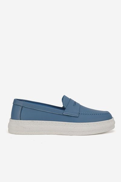 TUNAELLİ Loafer de damă din piele naturală albastră - Mărimea 36-41