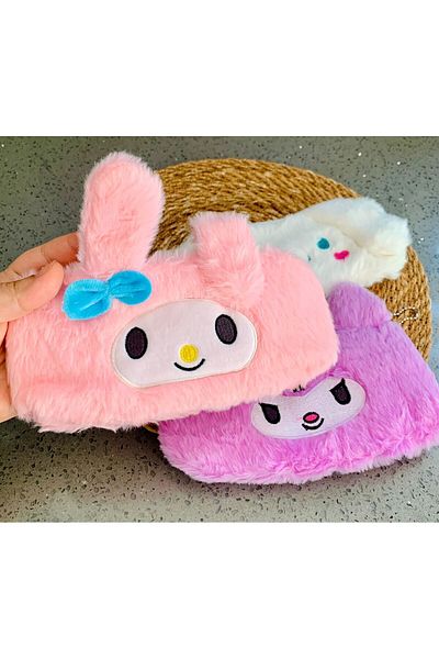 Meyra Accessories new sanri kawaii kuromi my melody cinnamoroll plush pencil holders colorful cottony surface washable