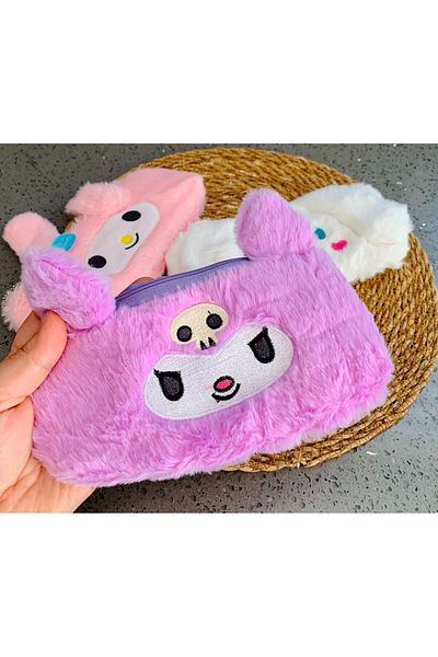 Meyra Accessories new sanri kawaii kuromi my melody cinnamoroll plush pencil holders colorful cottony surface washable