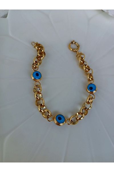 TaşTakı Evil Eye Beaded Steel Jewellry Model with Bracelet