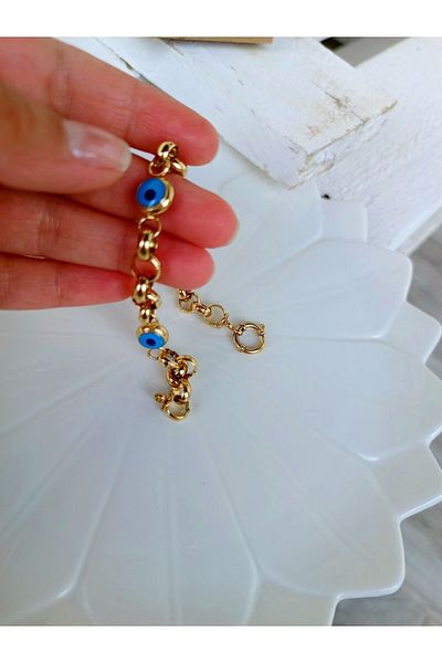 TaşTakı Evil Eye Beaded Steel Jewellry Model with Bracelet