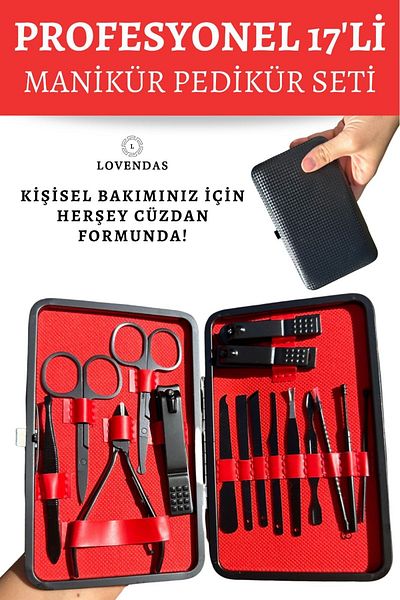 Lovendas 17 Piece Professional Manicure Set - With Pedicure and Care Effect