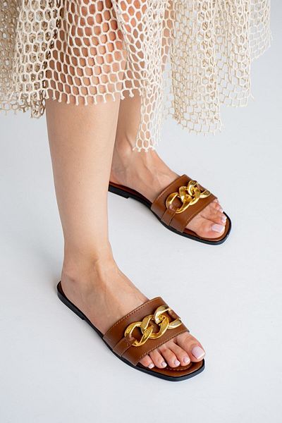 star shoes Brown Chain Women's Slippers Outdoor and Home Slippers