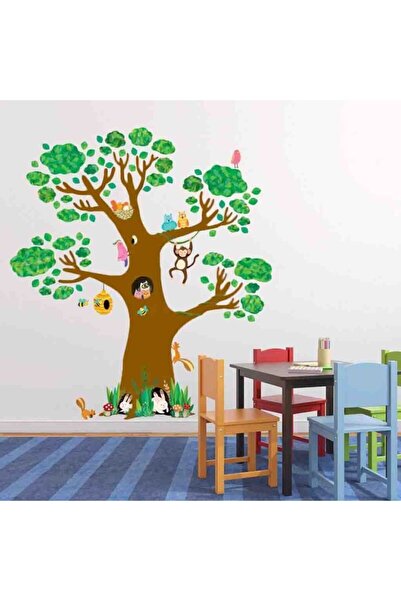Kt Grup Cıvıl Cıvıl Ağaç Ve Sevimli Hayvanlar Çocuk Ve Bebek Odası Duvar Stic...