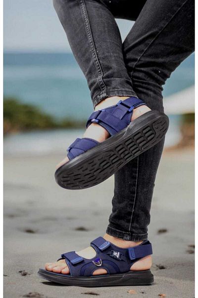 ZİRVE MAĞAZA Foxter Anatomically Stitched Men's Sandals - Blue Sport