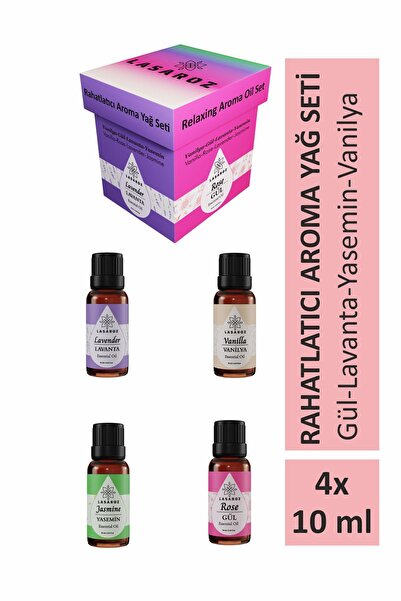 lasaroz Buhurdanlık Yağı Set 4x10 ml Lavanta Gül Yasemin Vanilya Yüz Yogası B...
