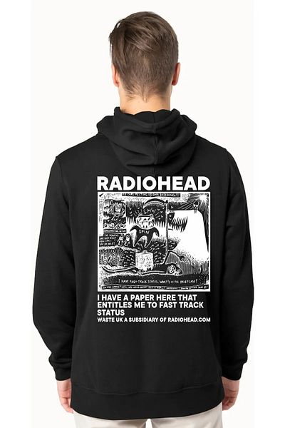 Modern Moda Μπλουζάκι Unisex με μαύρη κουκούλα Radiohead Dna Breeding - Χοντρό ύφασμα 3 κλωστών