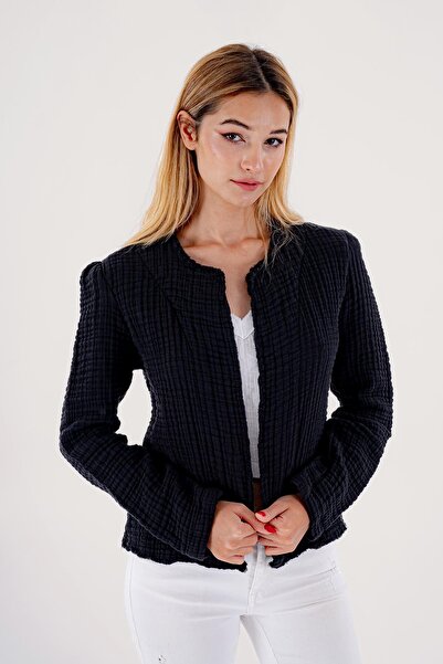 Zeliha Baysan Kadın Müslin Blazer Siyah Ceket