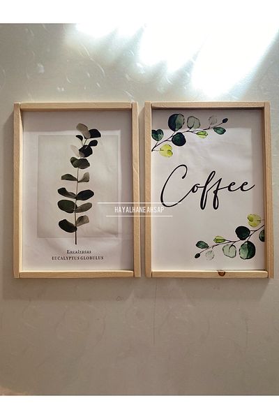 HAYALHANE AHŞAP Комплект дървени рамки за картина с кафе и евкалипт