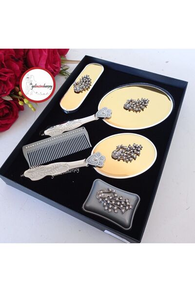 Gelincimherşey Gold Söz Nişan Bohça için Hediyelik Çeyizlik Broşlu 5 Parça Ay...