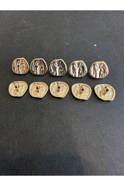 aensia Gold Gold Crinkle Curved Design Button 22 Size Metal Button Shirt Button-10 Pack