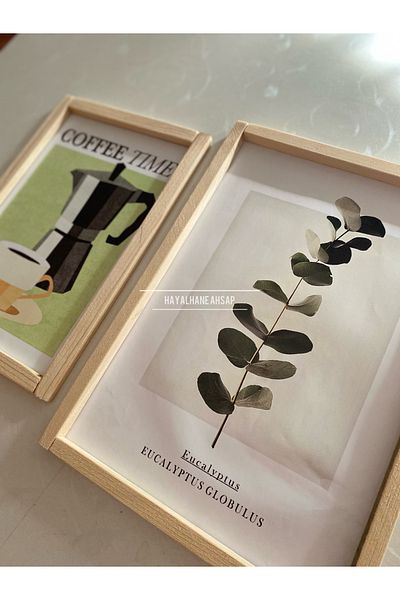 HAYALHANE AHŞAP Комплект ъглова масичка за кафе Eucalyptus Coffee Time с дървена рамка