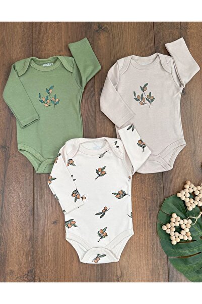 Bolly Baby Newborn Organic Cotton Baby Girl 3-Piece Bodysuit with Snap Fasteners