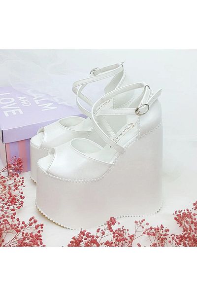 ASLIACAR 18 Cm Light Sole Low Slope Wedge Heel Model Very Comfortable Bridal Shoes Aslı Acar