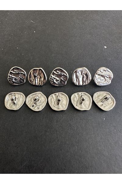 aensia Silver Silver Wrinkled Curved Design Button 22 Size Metal Button Shirt Button-10 Pack