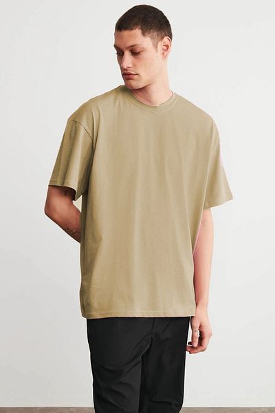 DEEPSENCE Ανδρικό Oversize Βαμβακερό καλοκαιρινό μπλουζάκι - Crew Neck, Unprinted