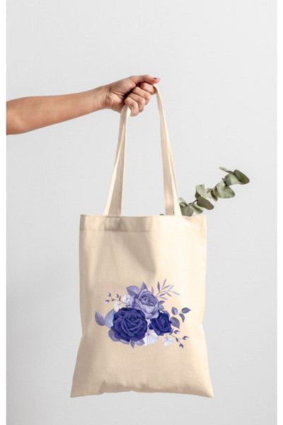 bezçantadünyası White Flower Patterned Women's Tote Bag