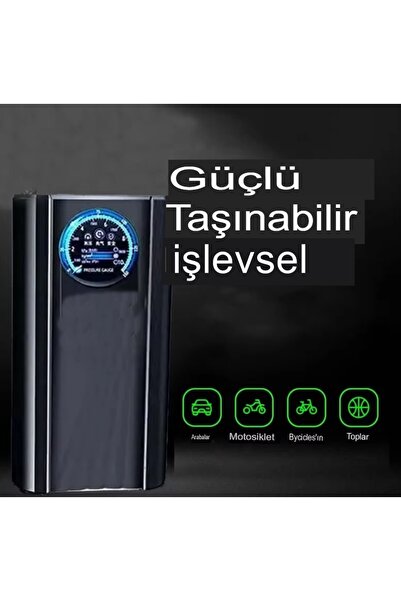 Tisul SLİM Siyah MODEL Göstergeli Oto Araç Profesyonel Hava Pompası Kompresör Mini Lastik Şişirme Pompası