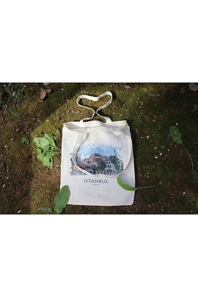 bezçantadünyası Istanbul Printed Stylish Raw Cloth Bag