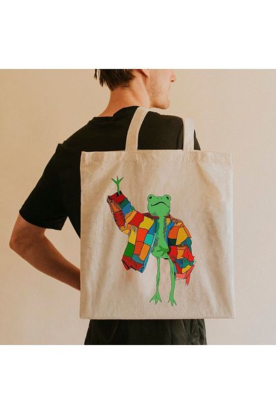 bezçantadünyası Colorful Cardigan Frog Raw Cloth Bag