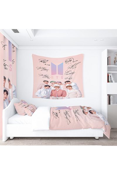 Erays Home BTS K-POP Teen Room Set - Παπλωματοθήκη χωρίς σεντόνια, Χαλί με αντιολισθητική βάση