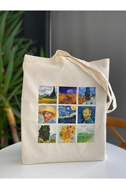 bezçantadünyası Van Gogh Baskılı Bez Çanta