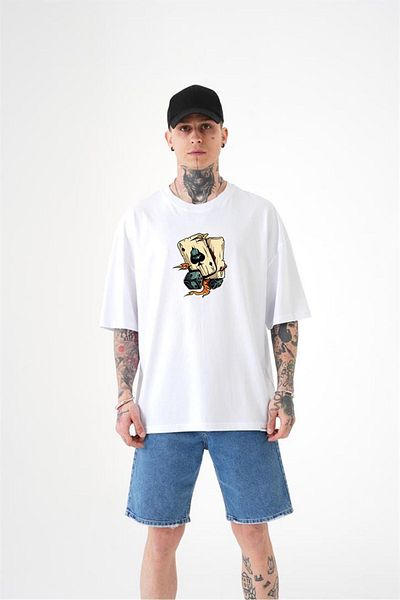 DEEPSENCE Ανδρικό βαμβακερό μπλουζάκι Oversize - Loose Fit, Basic Printed