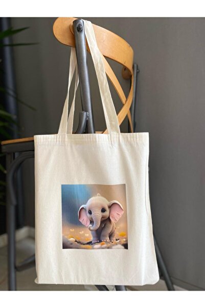 bezçantadünyası Elephant Patterned Cloth Bag