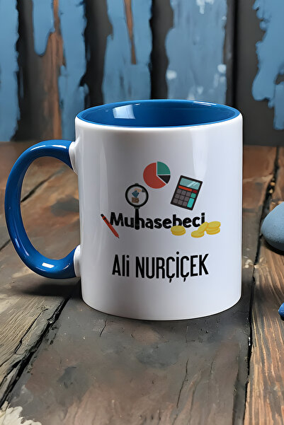 Hedizu Kişiye Özel Muhasebeci Kupa Bardak Mavi