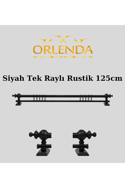 Orlenda Umeraș pentru perdea rustic din lemn negru - țeavă rustică cu o singură șină 125 cm