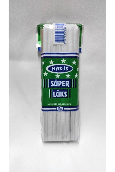 ATMACA TUHAFİYE Has-iş Beyaz Sert Yassı Lastik - 1cm En 10 Metre - Bel Paça D...