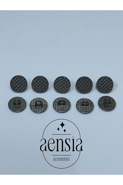 aensia Black Nickel Staple PatterneD TextureD Shirt Button - 1.14 Cm Pack of 10