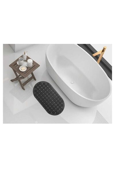 Panoramas Home Anthracite Massage Bath and Shower Anti-Slip Body Back Foot Mat Vacuum Bathtub Tile Massage Mat