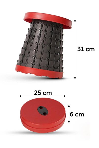 KAVASOĞLU Evelüx Teleskopik Katlanabilir Kolay Taşınabilir Akordiyon Tabure Piknik Banyo Kamp Taburesi