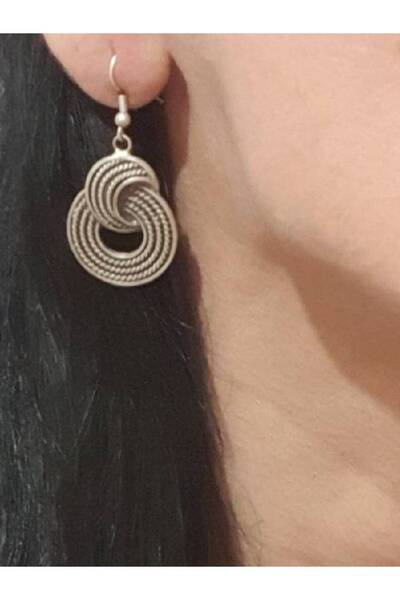 EDWOL Antik Çelik Gümüş Kaplama Kadın Sallantılı Örgü Küpe