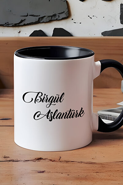 Hedizu Kişiye Özel İsim Soyisim Yazılı Kupa Bardak Siyah İsme Özel Hediye