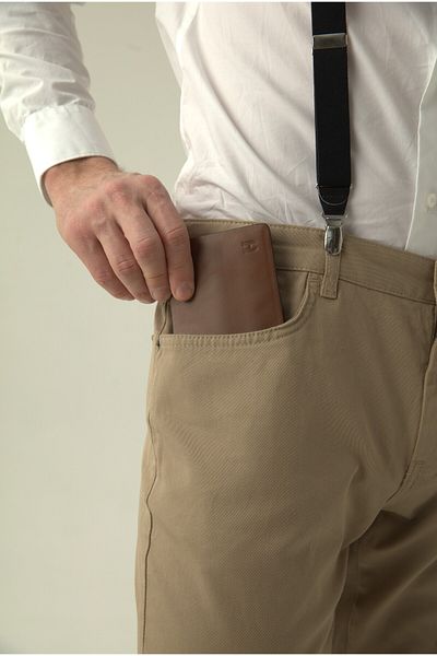 HELMBROOK Eldridge Men - Tan Leather, Λεπτό σχέδιο, Πορτοφόλι με προστασία RFID πολλαπλών θέσεων