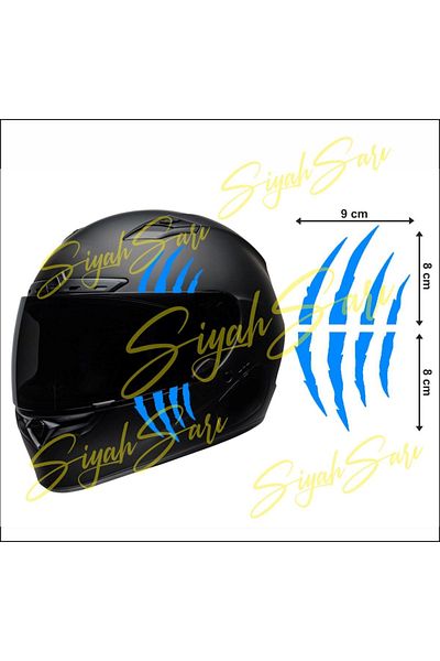 S&S HEDİYELİK EŞYA Motor Helmet Monster Blue Claw Decal Sticker Sticker Foil