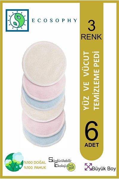 Ecosophy Washable 100% Cotton Makeup Remover Pad 6 Pack Makeup Remover Cotton