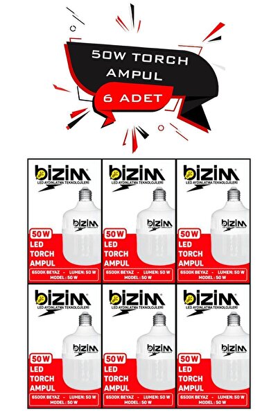 Ekiz Bizim Led Ampul Beyaz Renk 50 Watt 6 Adet
