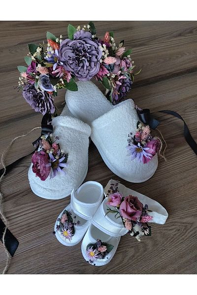 htk butik Mother Baby Set Maternity Set Maternity Slippers Maternity Crown Baby Crown Hospital Exit