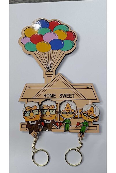 LeylArt Home Yukarı Bak Anahtarlık , Ahşap Anahtarlık, Duvara Askılı Anahtarl...