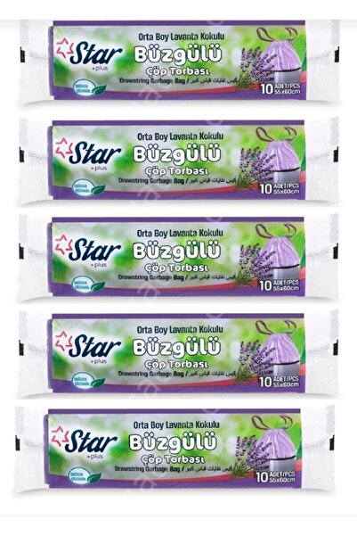 Star Plus Lavanta Kokulu Büzgülü Çöp Poşeti 5 Paket