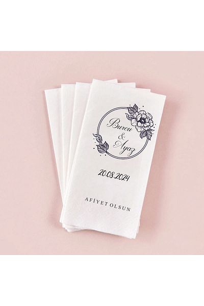 Gizem Graphic Pack of 50 Printed Promise, Engagement and Wedding Napkins