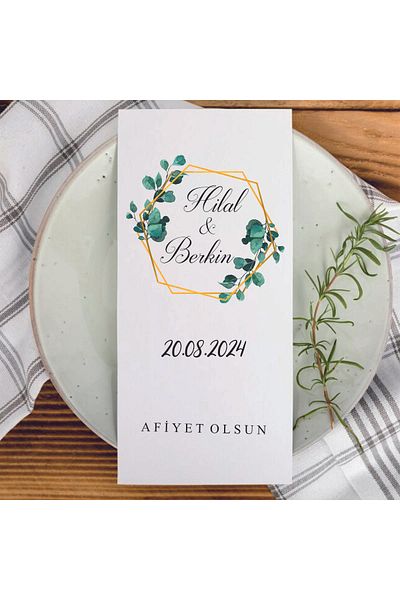 Gizem Graphic Pack of 50 Printed Promise, Engagement and Wedding Napkins