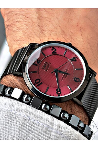 Q&Q ساعة يد رجالية Qr669j09y - علبة صغيرة، حبل من الخوص، مع هدية سوار